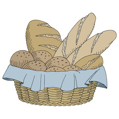 Bread basket food graphic color isolated sketch illustration vector - 754805901