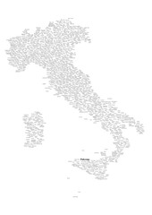 A visually striking poster displaying a meticulously labeled map of Palermo, Italy.