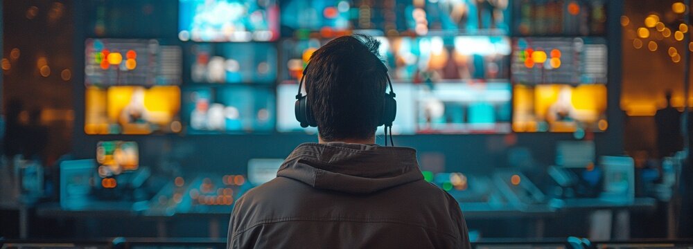 Working in a control room is a TV operator.