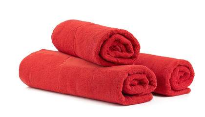 Obraz na płótnie Canvas red towels isolated on white background, cut out
