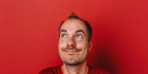 Fotobehang Man With Amusing Facial Expression. Generative AI © Lukasz Czajkowski