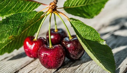 Food Photography With blurry background red hot fresh delicious cherries