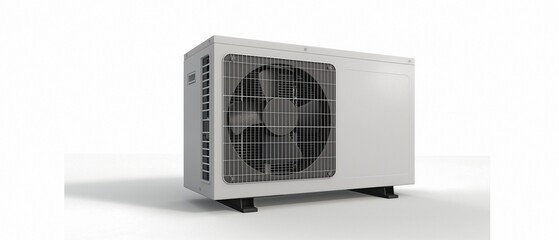 Obraz premium outdoor unit with air source heat pump. It is easy to harvest the energy contained in the air and use it for summer cooling, hot water, and heating in the winter.
