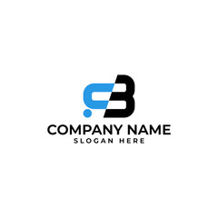 FB Lettermark Logo in Geometric Modern Style in Blue & Black for Construction & Business Files. Minimalist, Professional Design