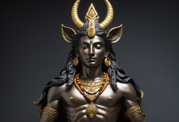 Pagan god 3d metal illustration statue