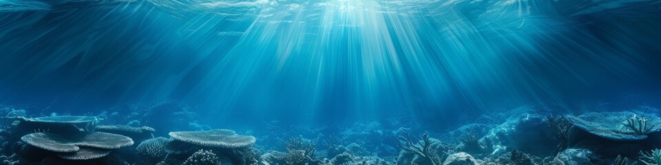 Ocean underwater rays banner