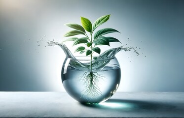 a plant inside a water glass pot