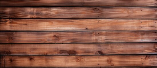 Obraz premium A detailed view of a wooden wall made of planks, showcasing the texture and pattern of the natural material. The planks are tightly aligned, creating a sturdy structure.