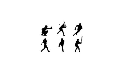 Fototapeta na wymiar base ball player silhouette set, illustration vector of base ball player,