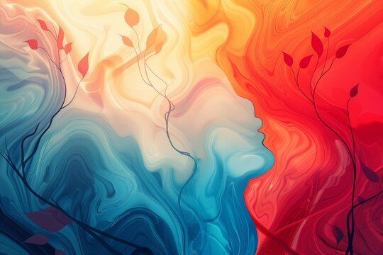 abstract background with red, blue and yellow colors. Abstract background for Sexual Assault Awareness Month - Powered by Adobe