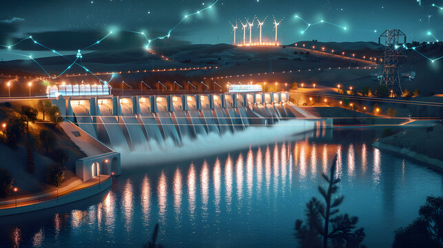 Hydroelectric power station, river, water, renewable energy resource, electric industrial technology, factory, natural, environment, landscape
