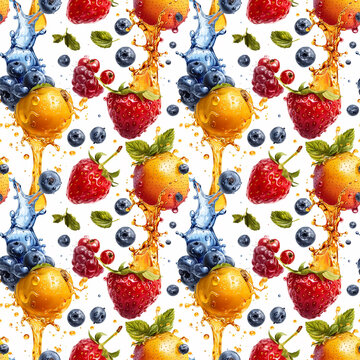 Seamless fruit pattern in vector style