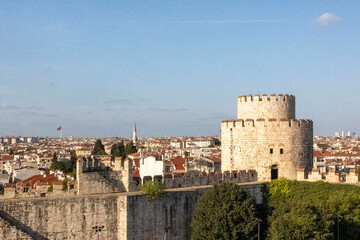 Yedikule Fortress &lsquo;The Castle of Seven Towers&rsquo; in Faith, Istanbul,  Turkey. Built to protect the city walls it also acted as a prison and the state treasury. 