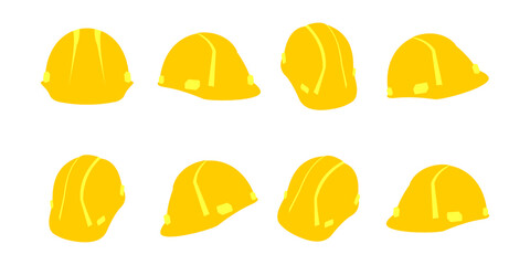 hard hat or safety helmet icon set with yellow color. vector illustration isolated on white background.