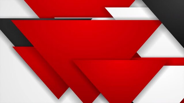 Red, white and black triangles abstract tech background. Seamless looping geometric motion design. Video animation Ultra HD 4K 3840x2160