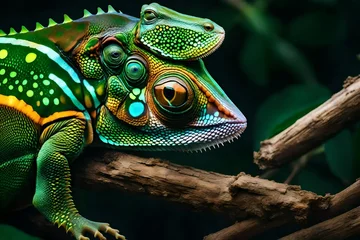 Fotobehang green lizard on a branch © MB Khan