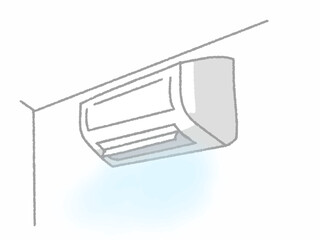 冷たい空気が出ているエアコン
