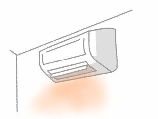 暖かい空気が出ているエアコン