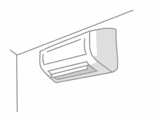 白く壁に取り付けられたエアコン