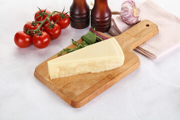 Piece Italian hard parmesan cheese