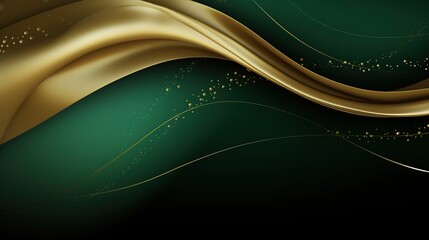 An elegant display of golden sparkles scattered across a dark green canvas, perfect for festive occasions, luxury branding, or as a rich, textural background.