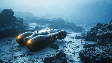 Autonomous Underwater Vehicle on Ocean Floor Mission - obrazy, fototapety, plakaty