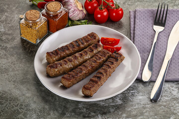 Grilled beef kebab minced meat