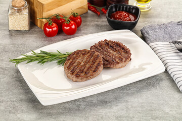 Grilled two beef burger cutlet