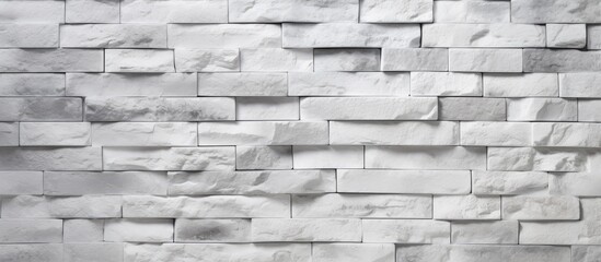 A black and white photograph showcasing a modern white brick wall texture. The bricks are neatly aligned, creating a sleek and contemporary background.
