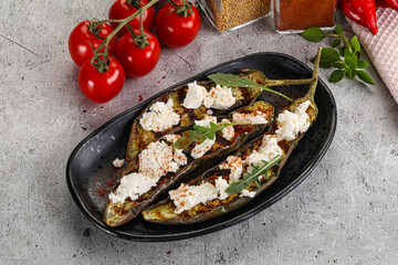 Grilled eggplant with feta cheese