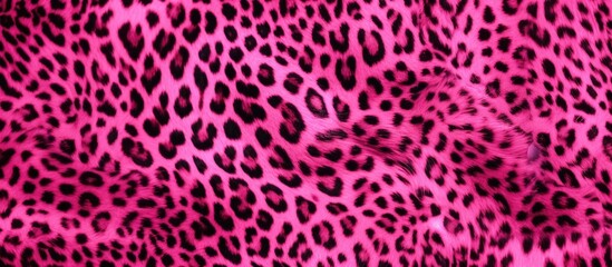 A close-up view of a pink and black animal print fabric, showcasing intricate patterns reminiscent of a leopard or tiger skin. The fabric is modern and vibrant, with a grunge color effect adding