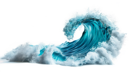 A powerful and towering ocean wave crashes and breaks with incredible force. Isolated