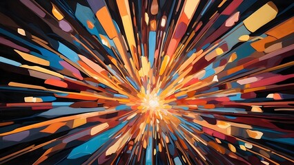 An abstract portrayal of a festival, the lights and movement combining into a kaleidoscopic explosion of color and form, generative AI