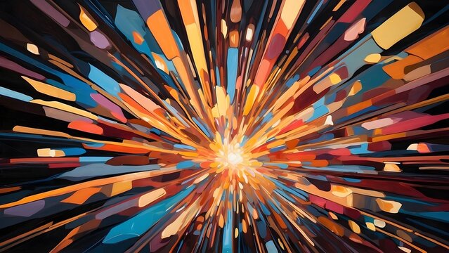 An abstract portrayal of a festival, the lights and movement combining into a kaleidoscopic explosion of color and form, generative AI