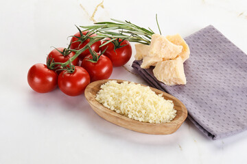Shredded Italian hard parmesan cheese