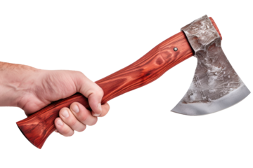 Hand Holding Wooden-handled Axe