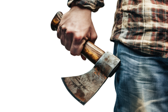 Man Holding Hammer and Axe
