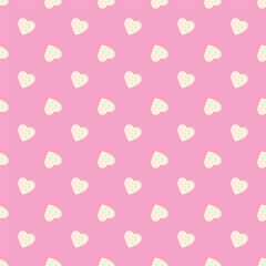 Heart seamless pattern, endless texture. Light yellow hearts on pink background, vector illustration. Valentine's Day Pattern. Anniversary, birthday design. Love, sweet moment, wedding design.