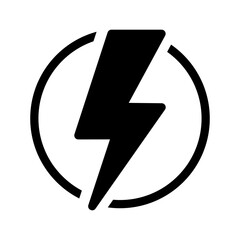 Lightning, electric power vector icon. Energy and thunder electricity symbol. Lightning bolt sign in the circle.