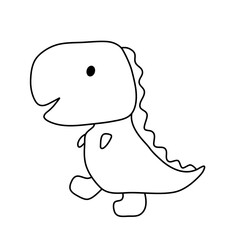 Illustration of a cute line art tyrannosaurus rex cartoon.