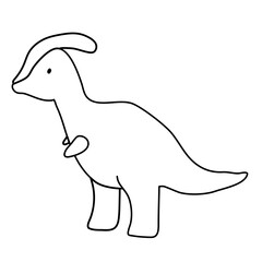Illustration of a line art parasaurolophus dinosaur 