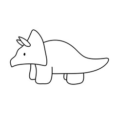 Illustration of a line art dinosaur triceratops 