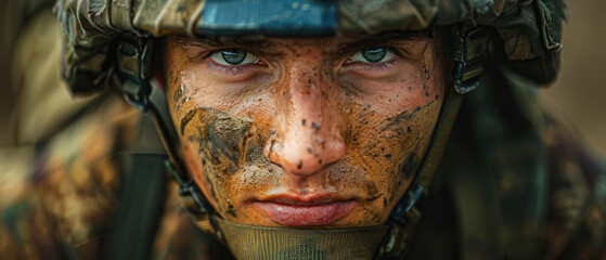Portrait of Ukrainian soldier. War between Ukraine and Russia. - obrazy, fototapety, plakaty