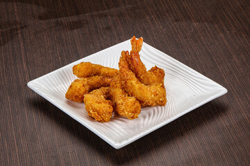 Delicous crispy shrimps appetizer snack