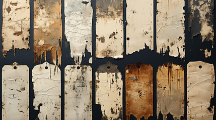 Rustic weathered wooden planks with peeling paint, creating a vintage textured background.
