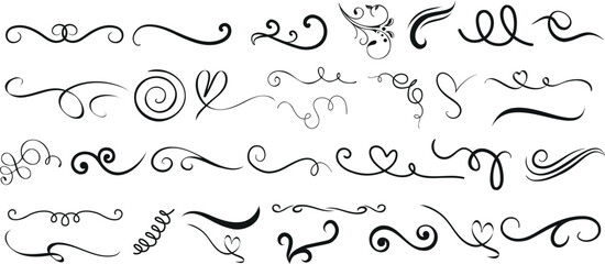 black swirls and flourishes vector set