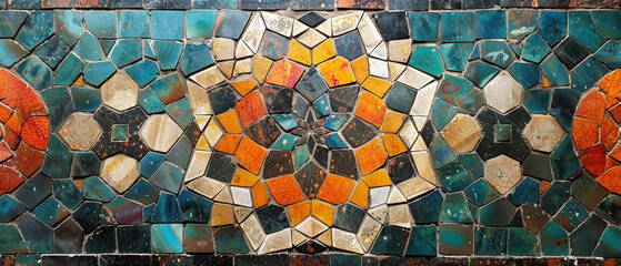 Colored background from mosaic tiles