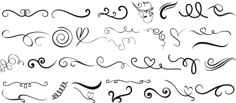 black swirls and flourishes vector set