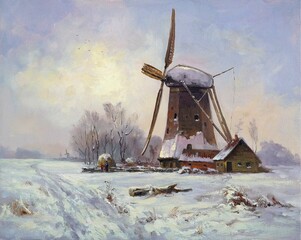 windmill in winter