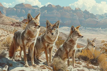 Foto op Aluminium pack of wild coyotes in the desert © Michael